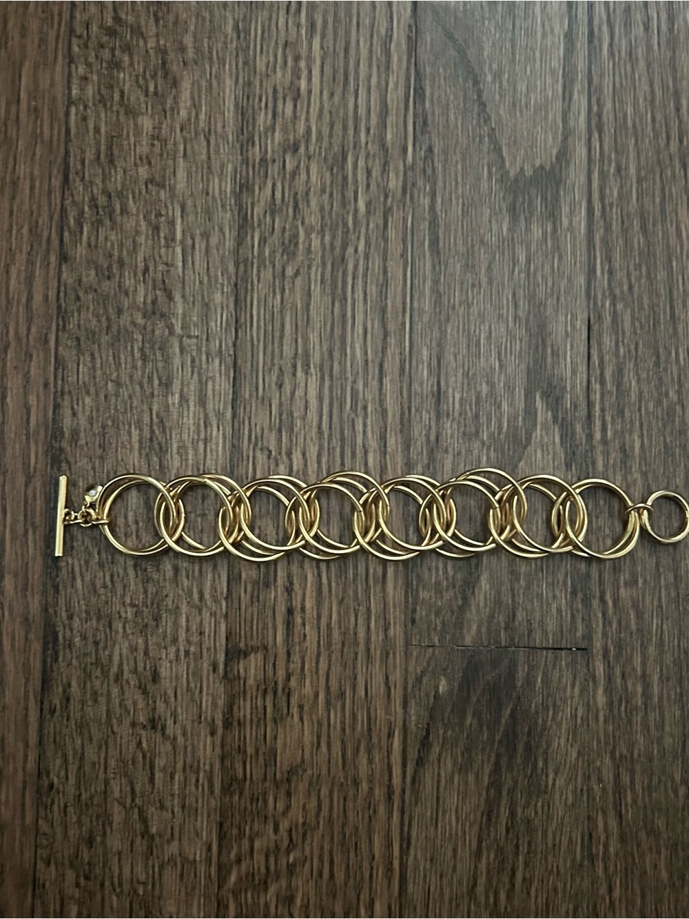J. Crew Gold Tone Multi-Ring Link Toggle Bracelet
